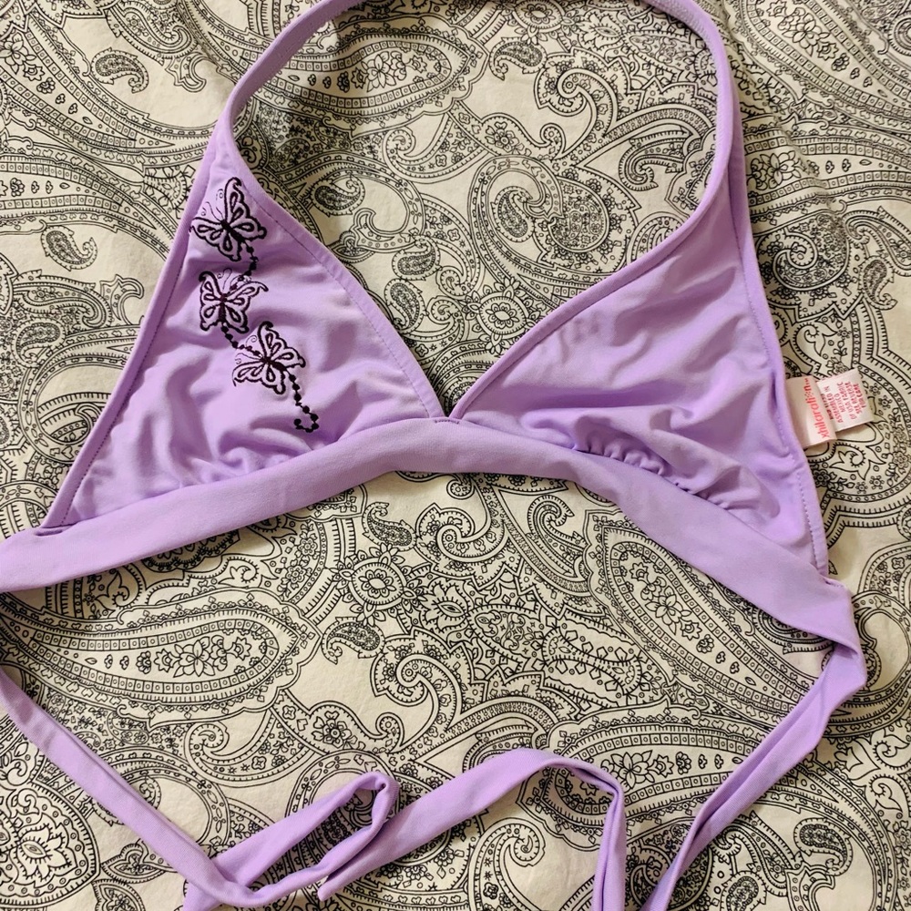 Lilac butterfly triangle bikini halter top